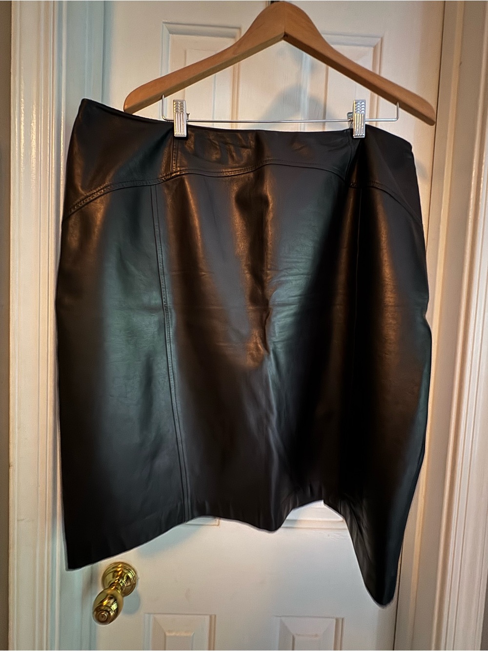 Vintage Talbots Black Asymmetrical 100% Leather Skirt